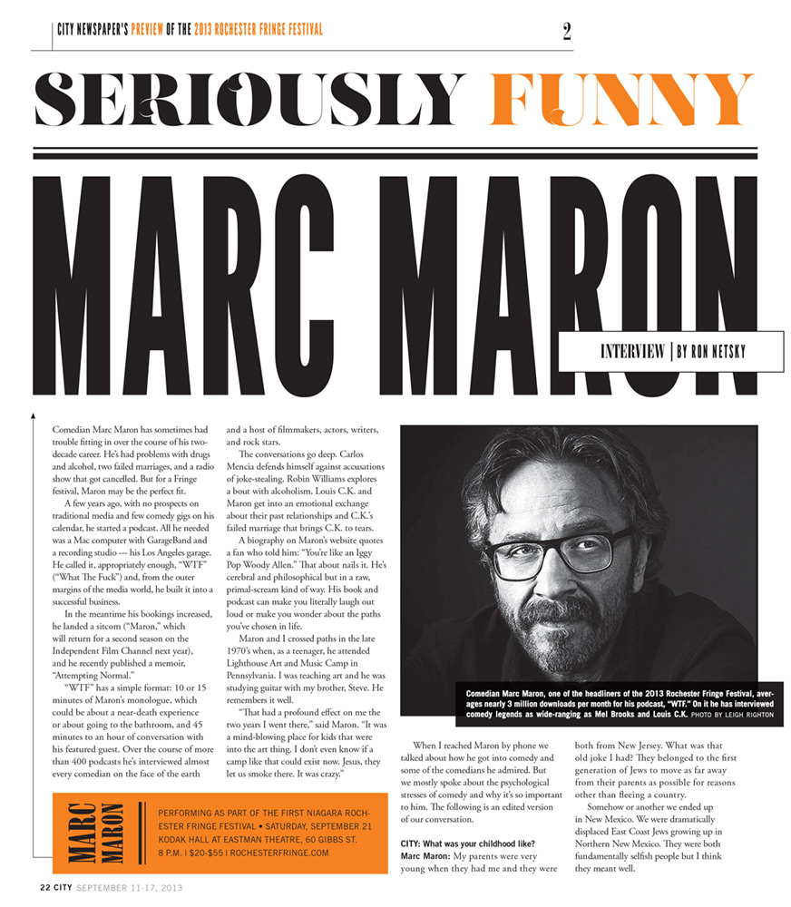 Fringe Festival layout - Marc Maron